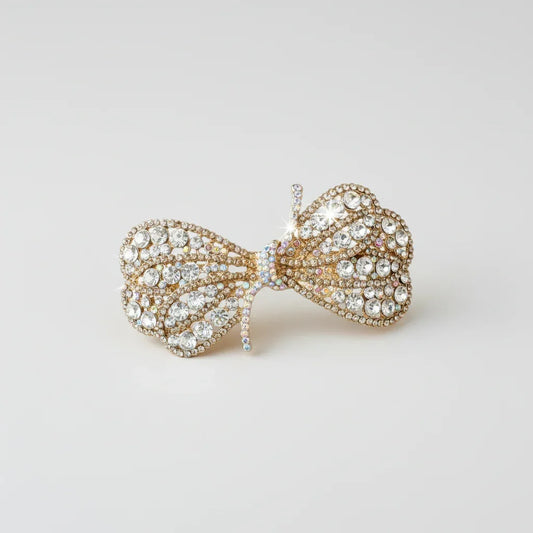 Golden Gleam Luxe Bow Barrette Clip Silver