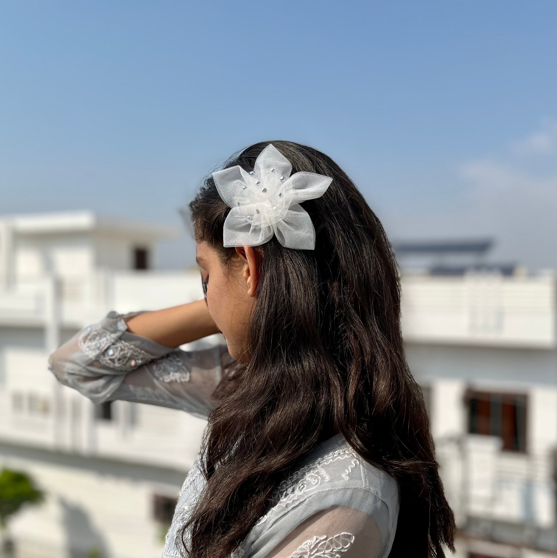White Twilight Petals Baby Headband