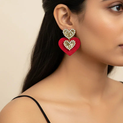 Heart Stud Drop Earrings
