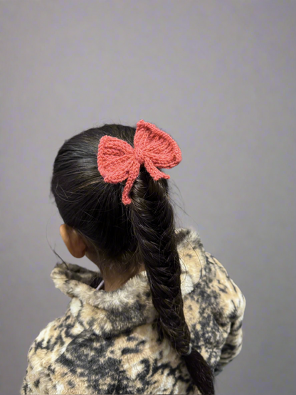 Pink Knitted Hair Bow