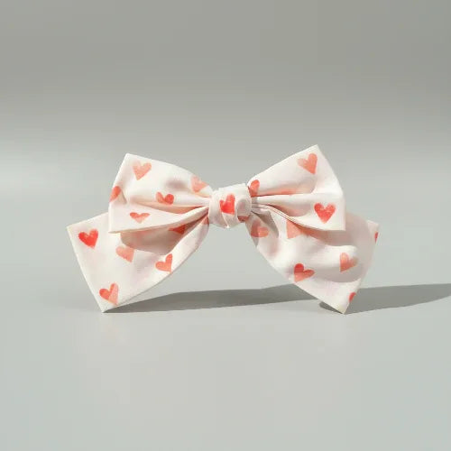 Love Matters Pink White and Red Hair Bow