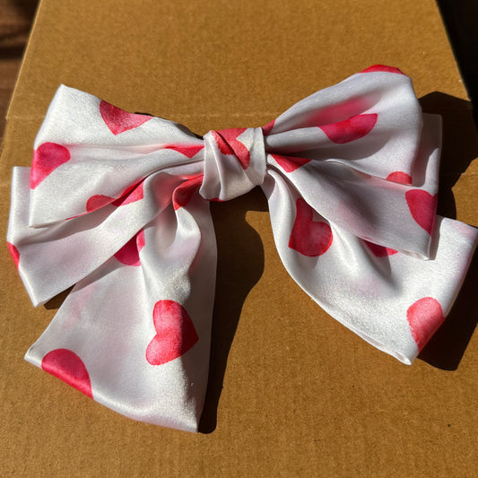 Day of Love white and red Hair Bow Clip