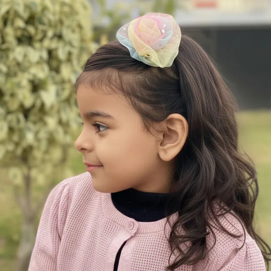 Pastel Multicolor Tulle Mini Flower Hair Clip