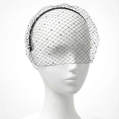 Black Crystal Birdcage Veil Headband