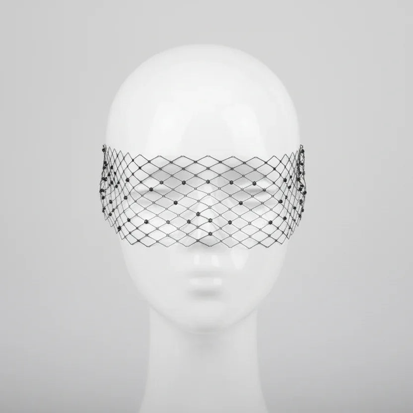 Black Beaded Birdcage Veil | Elegant Cocktail & Evening Headpiece