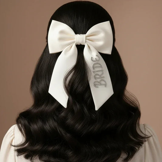Ivory Custom Crystal Name Hair Bow