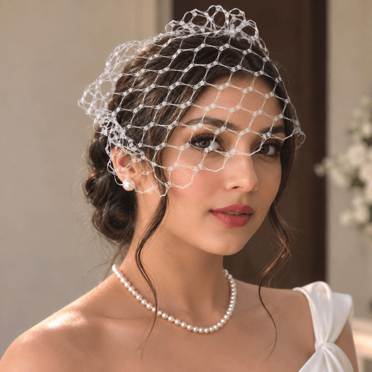 Ivory Russian Weave Vintage Birdcage Veil