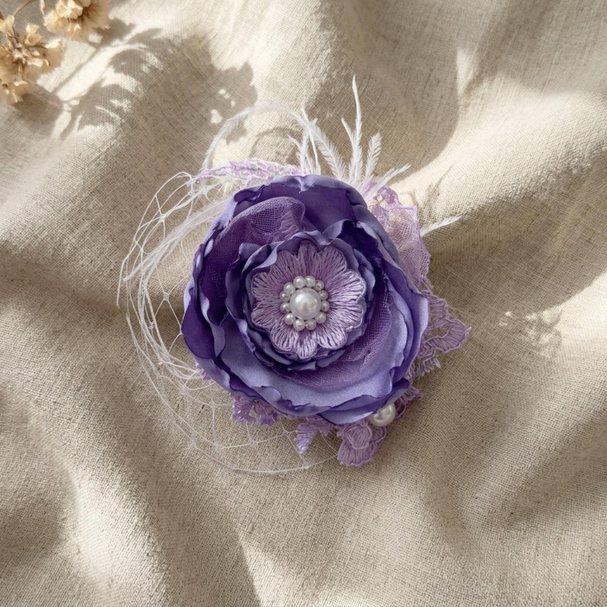Lavender Bloom Fascinator with Pearl Center