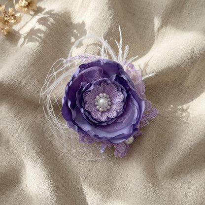 Lavender Bloom Fascinator with Pearl Center