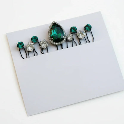 EmeraldLuxe Crystal Hair  Pin Set