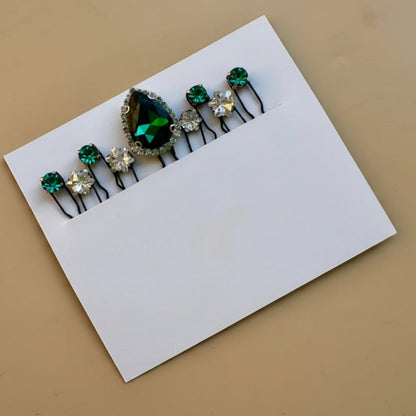 Luxe Emerald Hair Pins Set