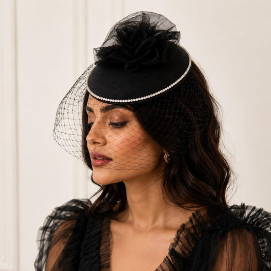 Luxury Bellanova Crystal-Trim Fascinator with Birdcage Veil