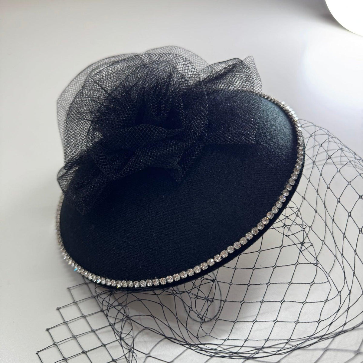 Luxury Bellanova Crystal-Trim Fascinator with Birdcage Veil