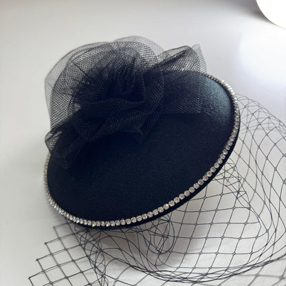 Luxury Bellanova Crystal-Trim Fascinator with Birdcage Veil