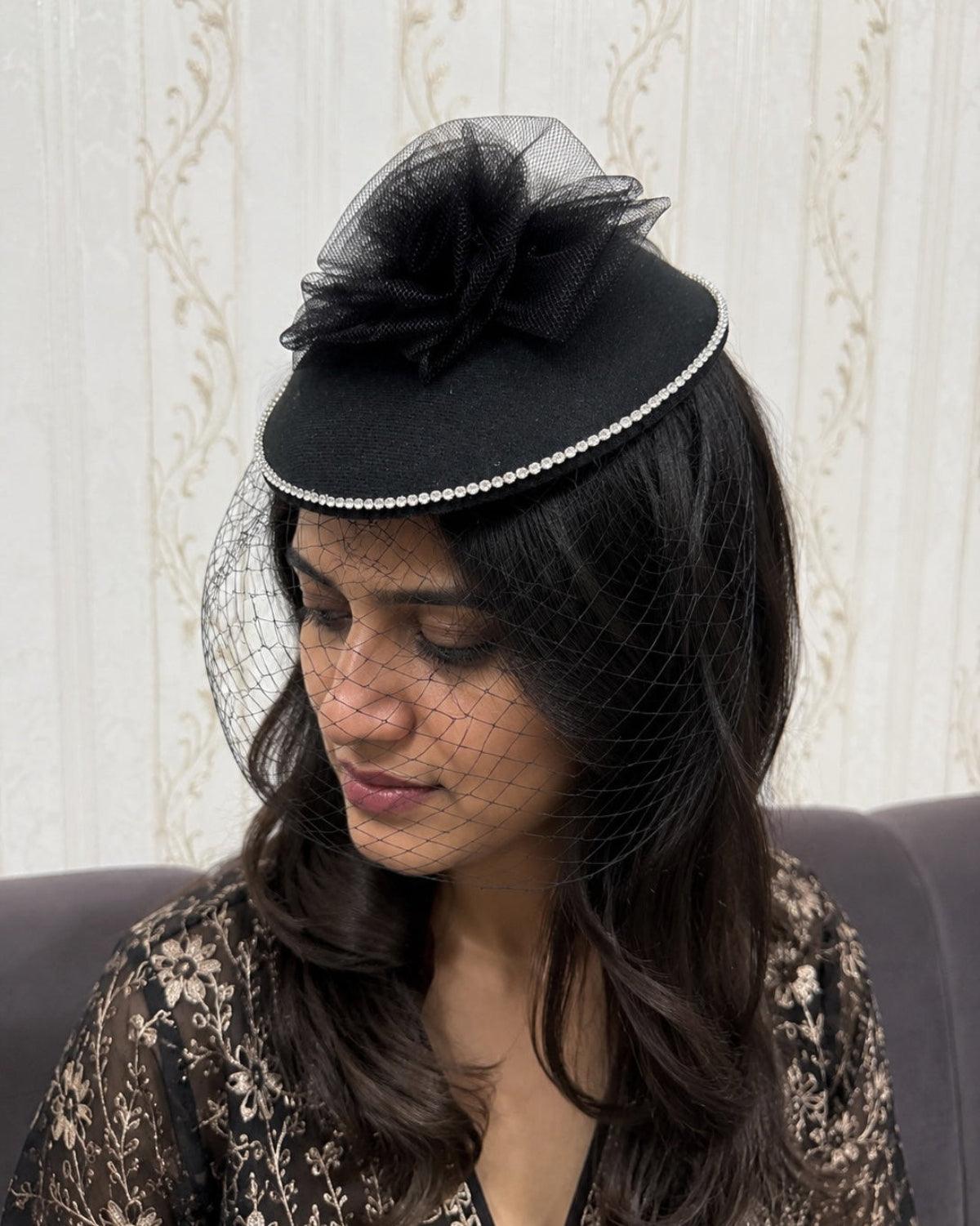 Luxury Bellanova Crystal-Trim Fascinator with Birdcage Veil5