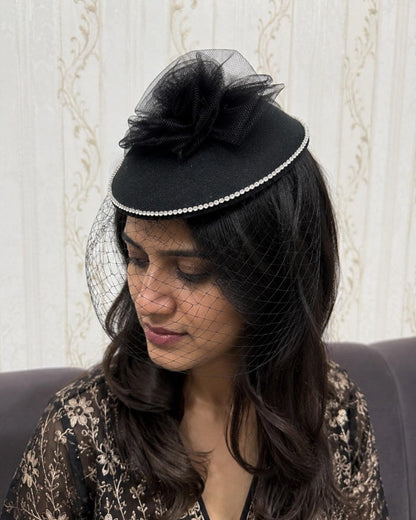 Luxury Bellanova Crystal-Trim Fascinator with Birdcage Veil5