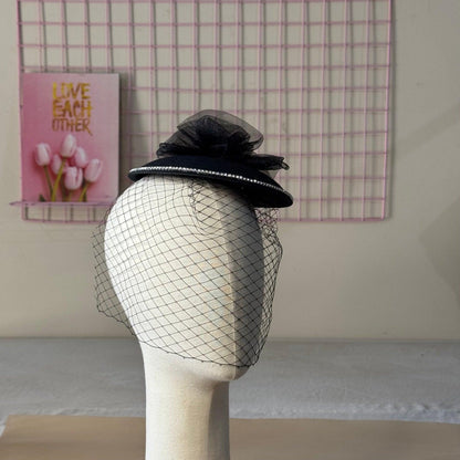 Luxury Bellanova Crystal-Trim Fascinator with Birdcage Veil
