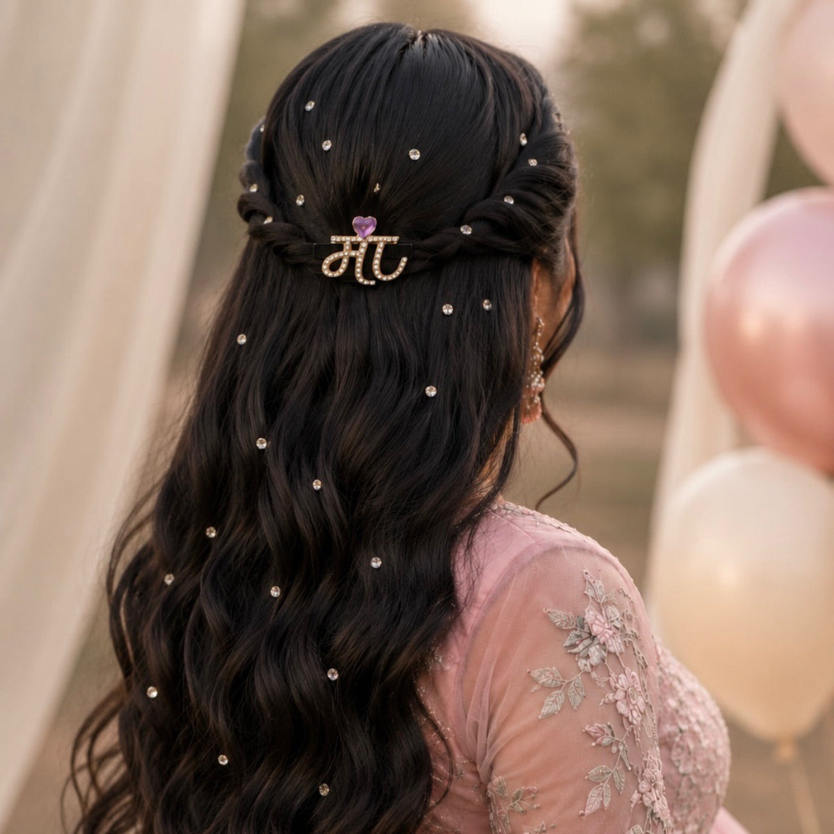 MAA hindi hair clip for baby shower and maternity shoots