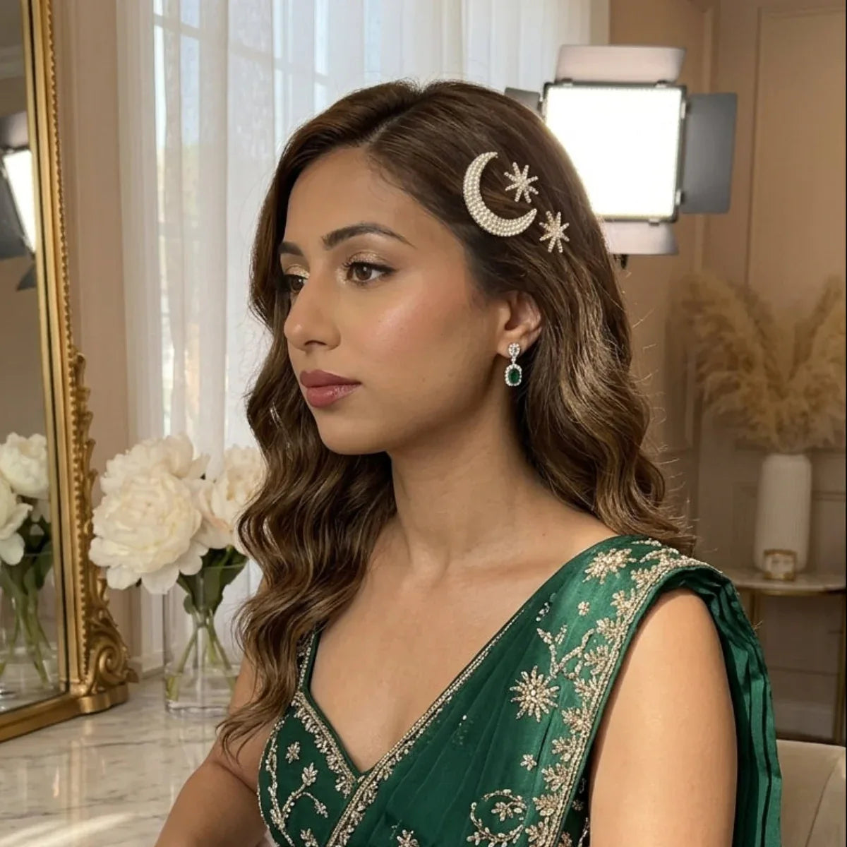 Moon & Star Sparkle Bridal Hair Pin Set