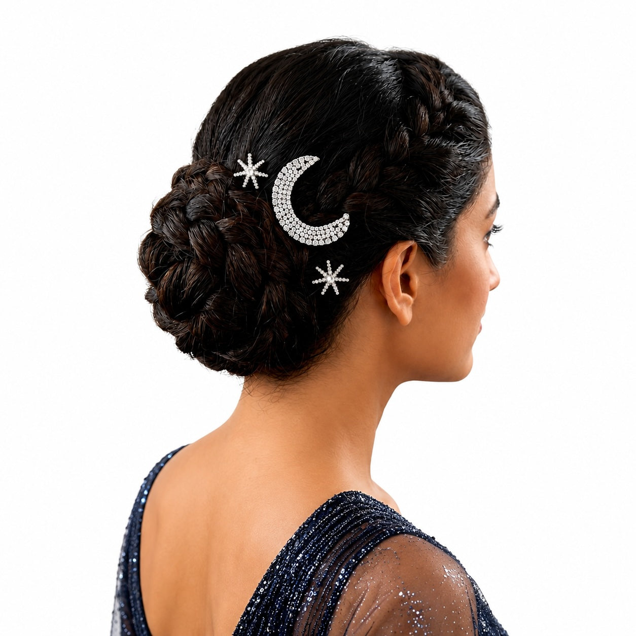 Moon & Star Sparkle Bridal Hair Pin Set
