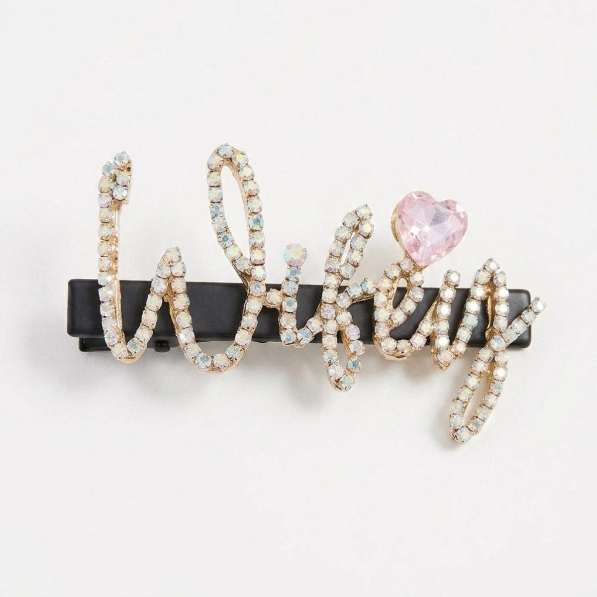 MultiColor Crystal Wifey Hair Clip2