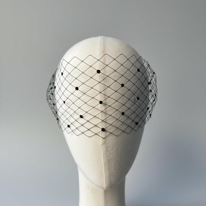 Noiréa Black Beaded Birdcage Veil