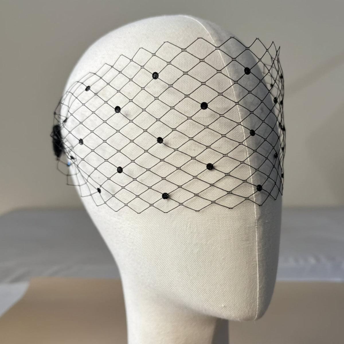 Noiréa Black Beaded Birdcage Veil