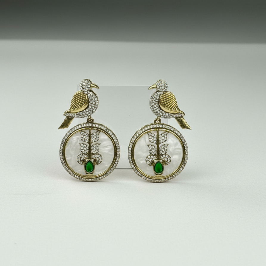 PANCHEE Green Polki Earrings