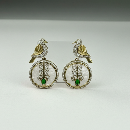 PANCHEE Green Polki Earrings