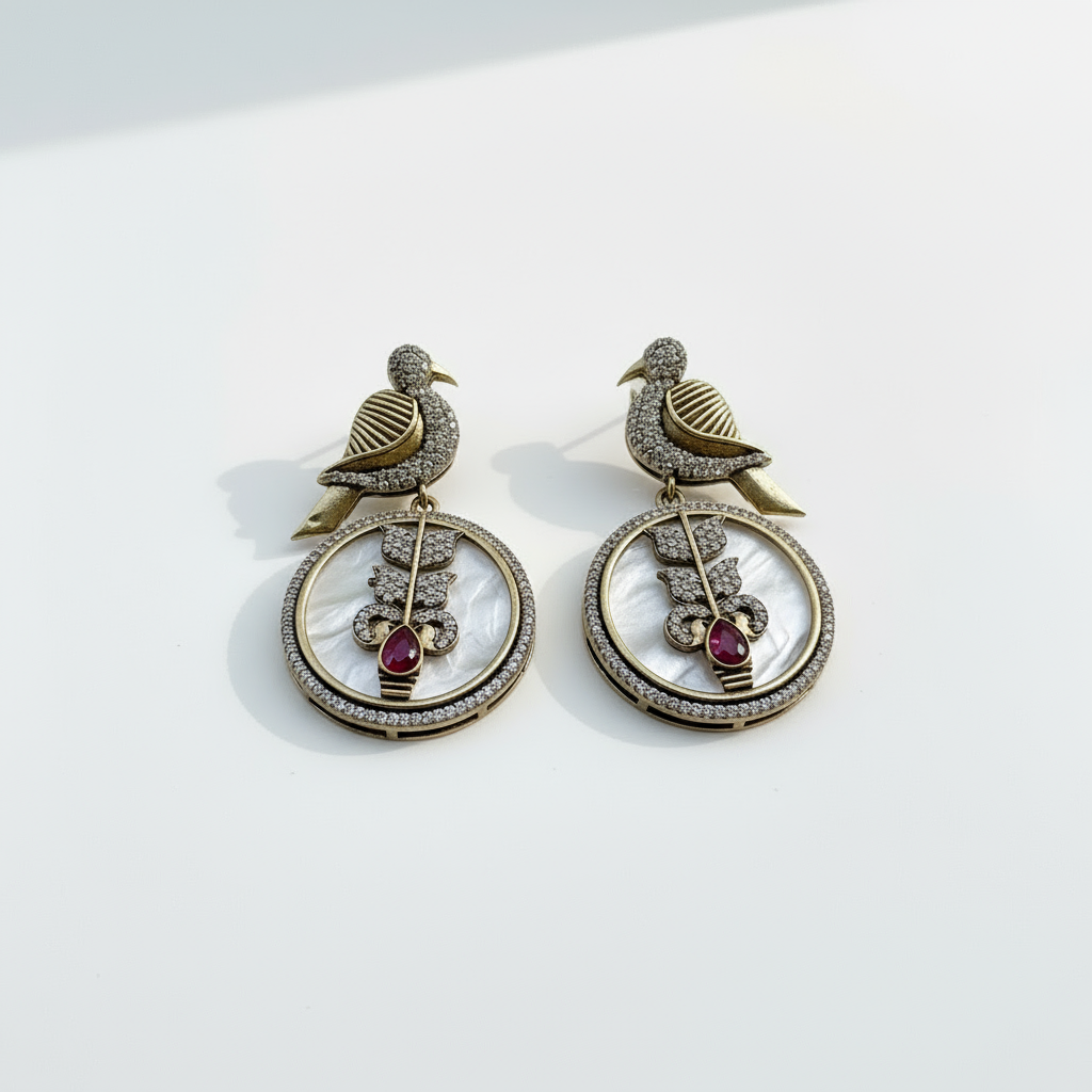 PANCHEE Polki Earrings with Ruby Stone