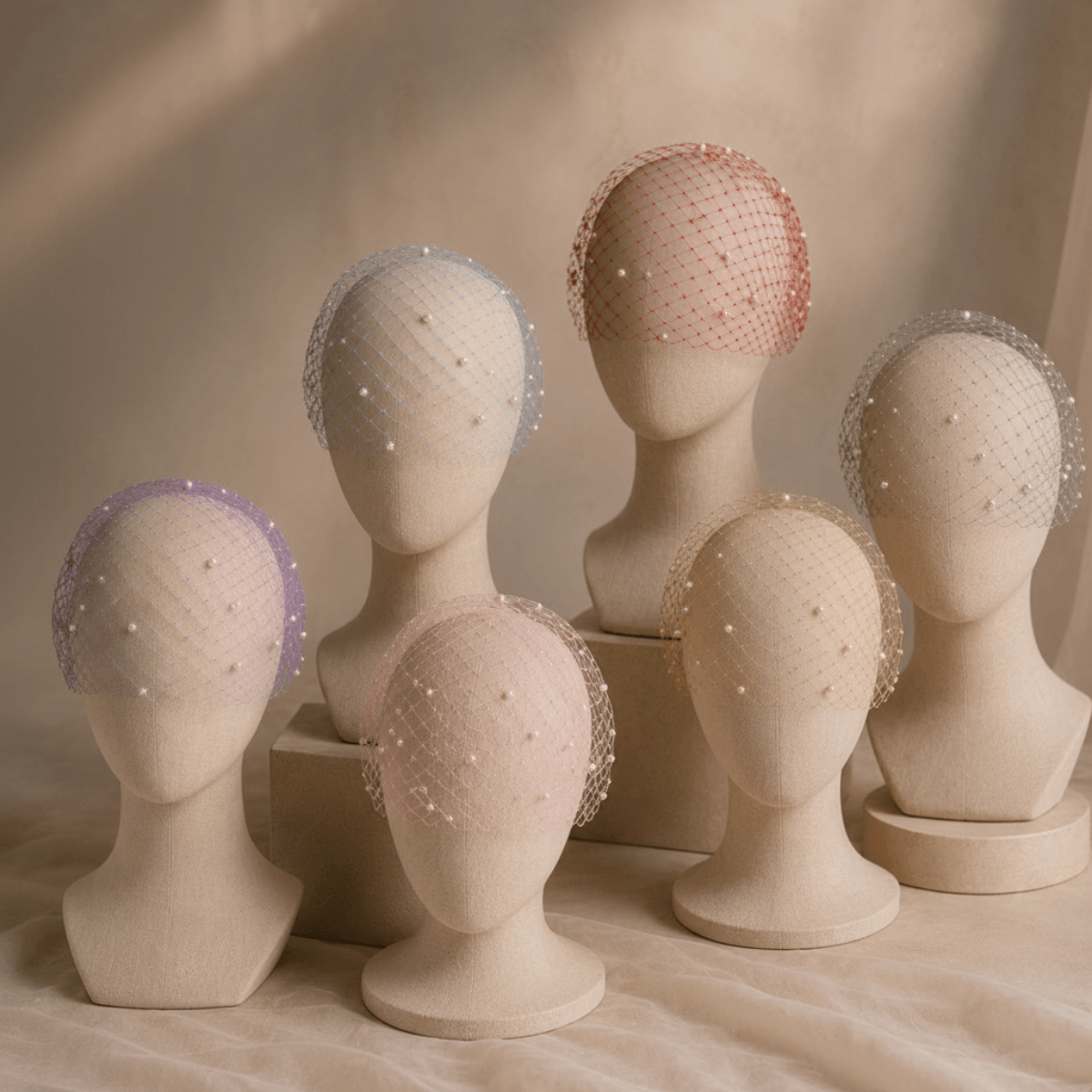 Pearl Dots Birdcage Face Veil