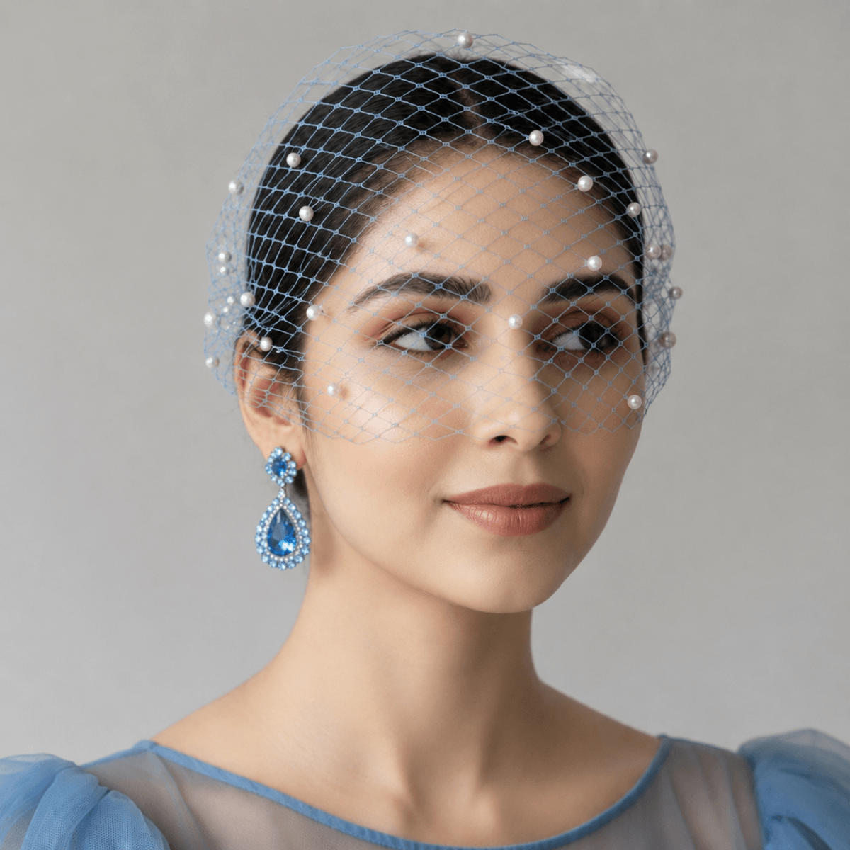 Pearl Dots Birdcage Face Veil