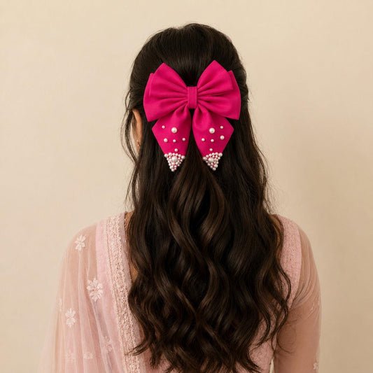 Pink Bow with pearls