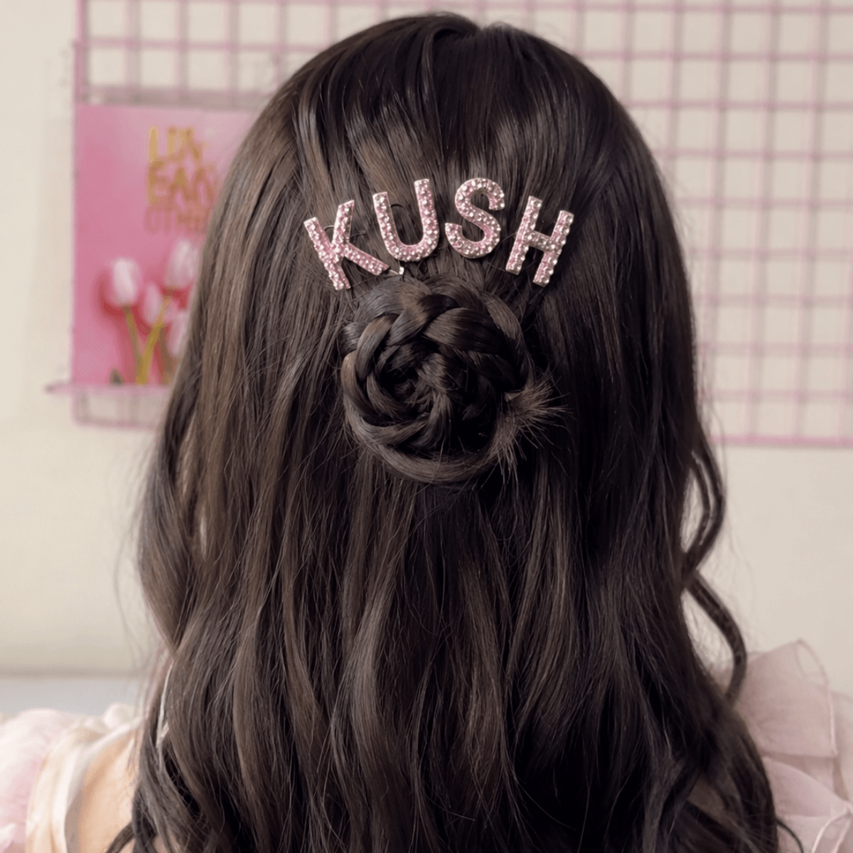 Pink Crystal Luxe Letter Hair Pin