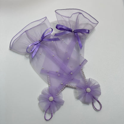 Princess Sofia Purple Net Fingerless Gloves