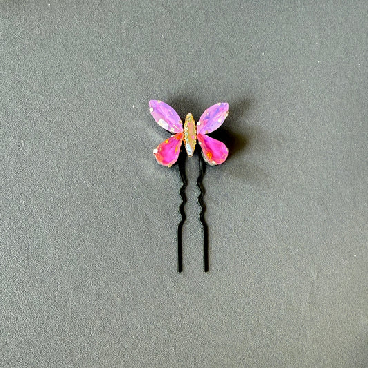 Purple Pink Crystal Butterfly Hair Pin