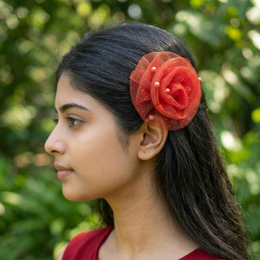 Red Flower Fascinator