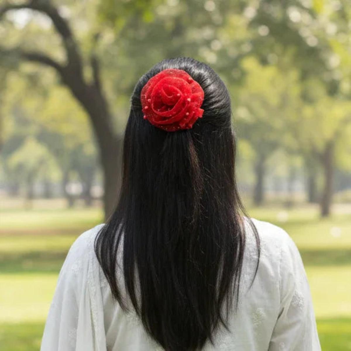 Red Flower Fascinator