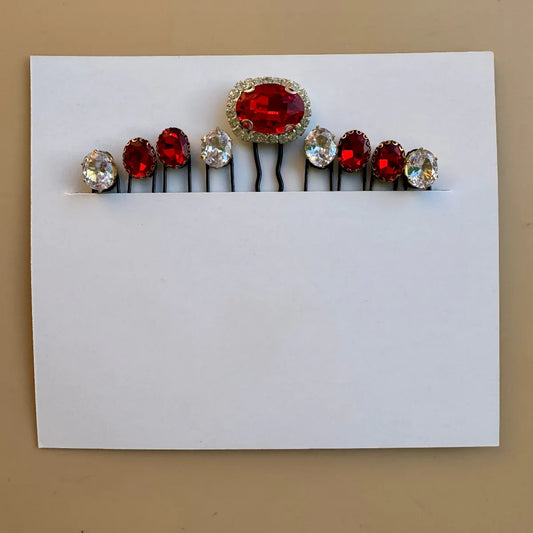 Red Ruby Bridal Hair Pin Set