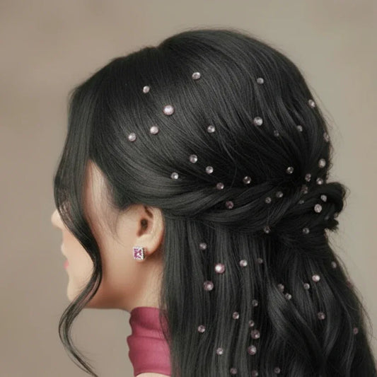Rhinestone Pink Bling Hair Stickers