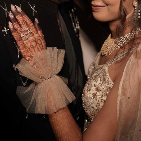 Ruffled Charm Tulle Golden Cuff Gloves