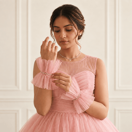 Ruffled Charm Tulle Pink Cuffs