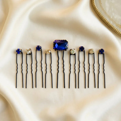 SapphireGlow Crystal Hair Pin Set