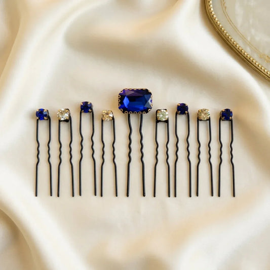 SapphireGlow Crystal Hair Pin Set