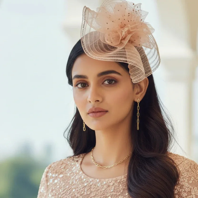 Seasons Greeting Peach Fascinator Hat