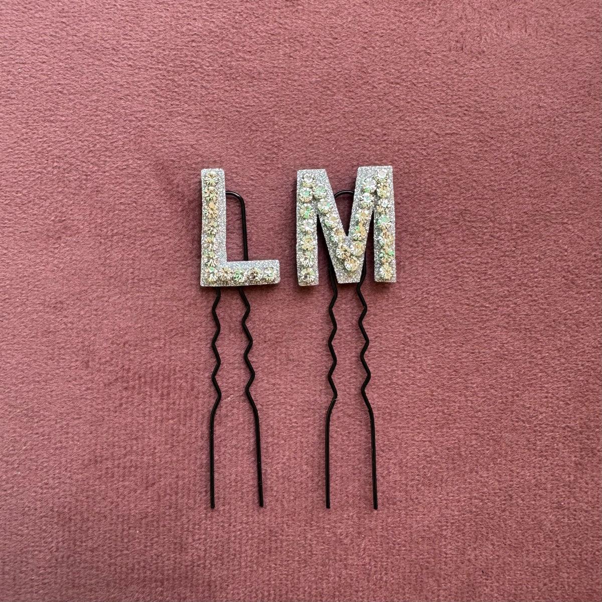 Silver Crystal Luxe Letter Hair Pin