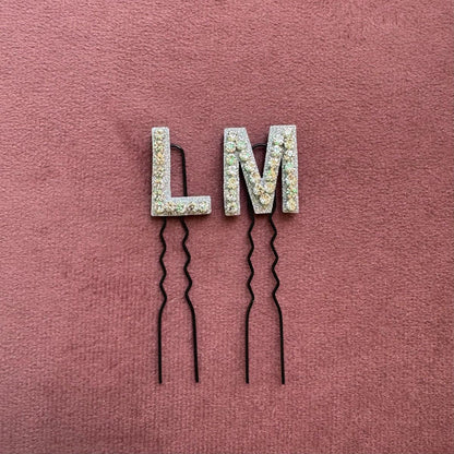 Silver Crystal Luxe Letter Hair Pin