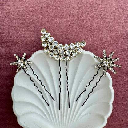 Stardust Rhinestone Dreams Hair Pins - Set of 3