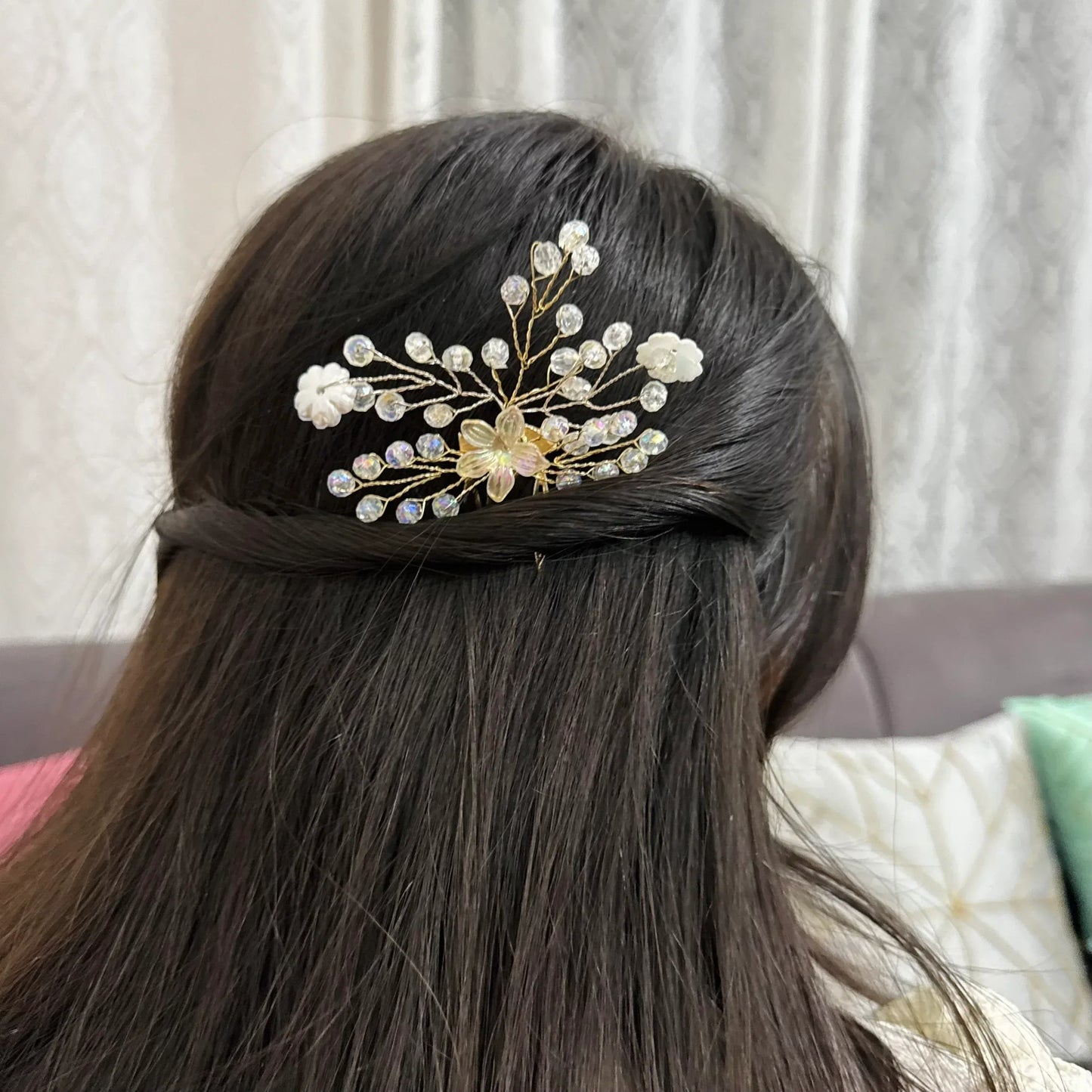 Tara Kamal Hair Pin | Bridal Floral Crystal Hair Accessory