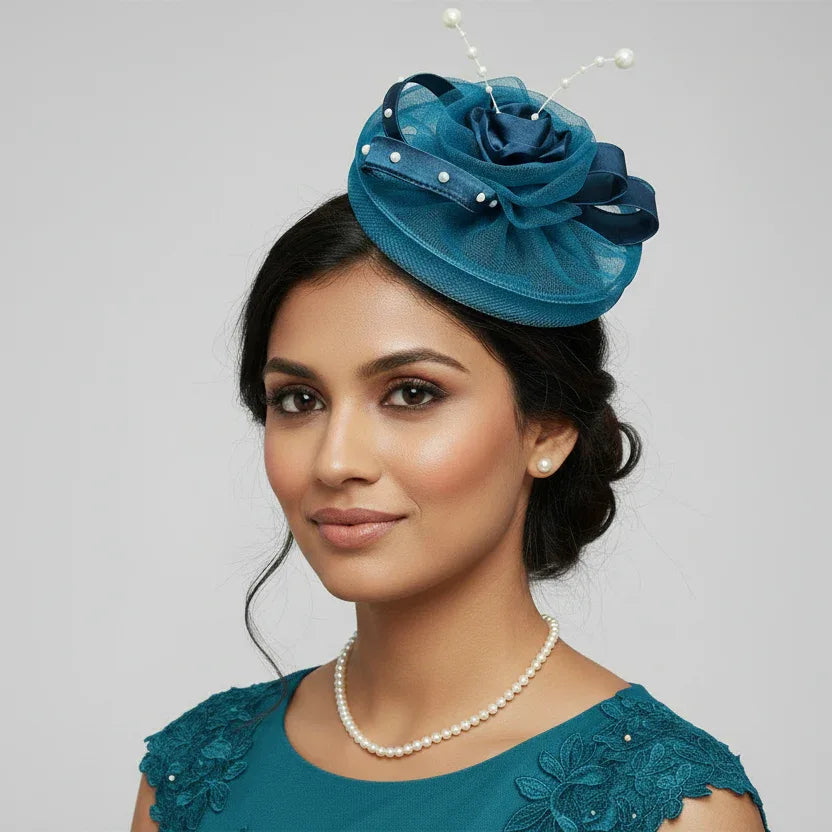 Teal Blue Merida Fascinator Hat